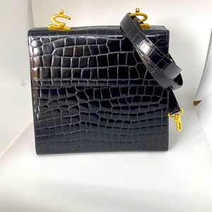Black Italian reptile handbag